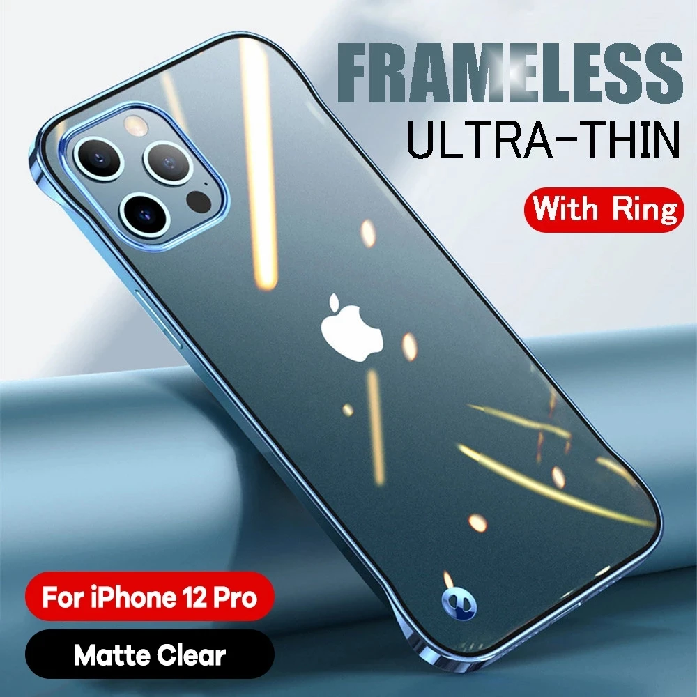 Ультратонкий чехол для телефона iPhone 12 11 Pro MAX X XR XS прозрачный без рамки с кольцом 8 7