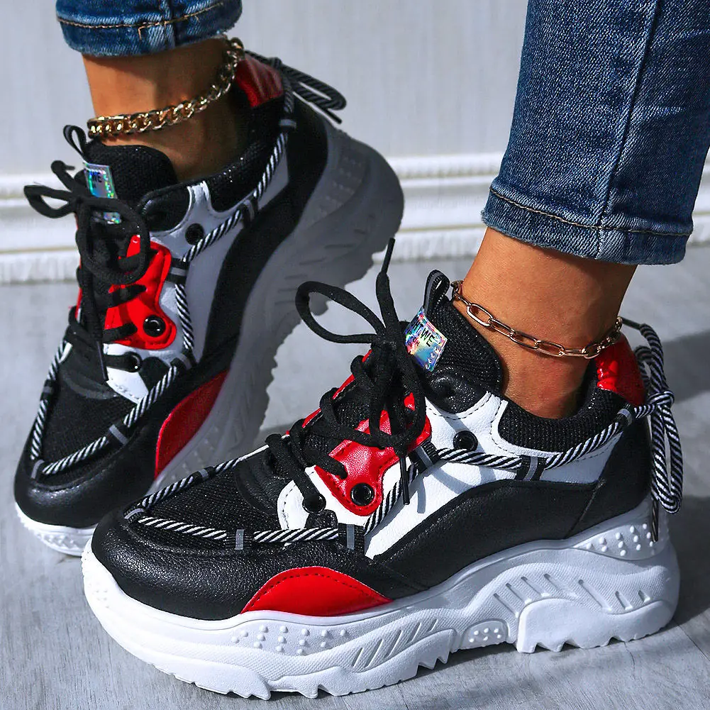 

Шнурки в стиле пэчворк, 2020, для отдыха, Женская Вулканизированная обувь, кроссовки на плоской платформе