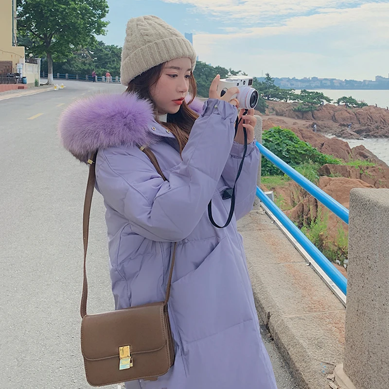 2022 New Style Women's Down Jacket Mid-length Winter Over Knee Padded Thickening Fashion Oversize Fur Street Warm Coat Wear Top
