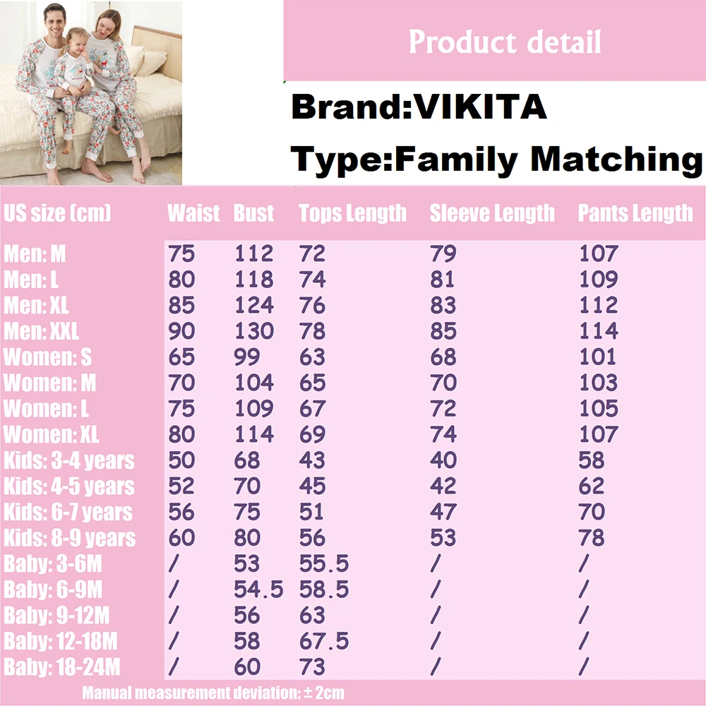 

VIKITA Christmas Pajamas Sets Deer Print Family Matching Outfits Father Mother Kids Sleepwear Long Sleeve Autumn Winter Pajamas