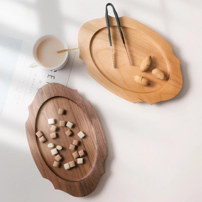 Деревянный несимметричный сервировочный поднос Muso деревянная тарелка для стола