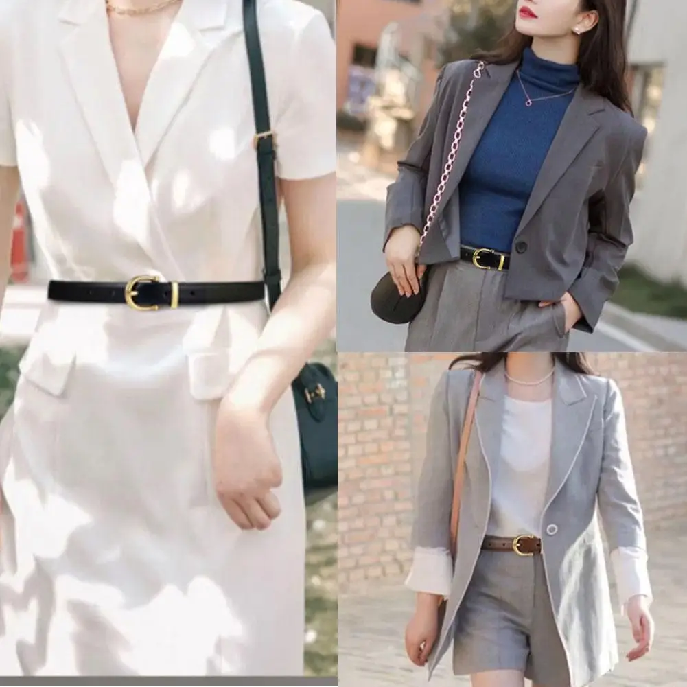 

Женские мягкие кожаные пояса из искусственной кожи, сексуальные золотые металлические пояса с пряжкой для талии U5i3