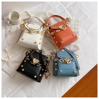 1 set pu leather bag heart acrylic handle pu bag handbag diy handmade coin purse wallet bag backpack christmas gift