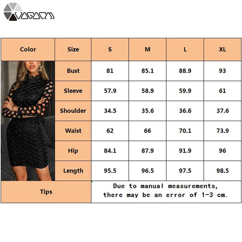 

Spring Autumn Women Glitter Dress Long Sleeve Hallow Sexy Elegant Package Hip Bodycon Evening Gown Black Party Night Mini Dress