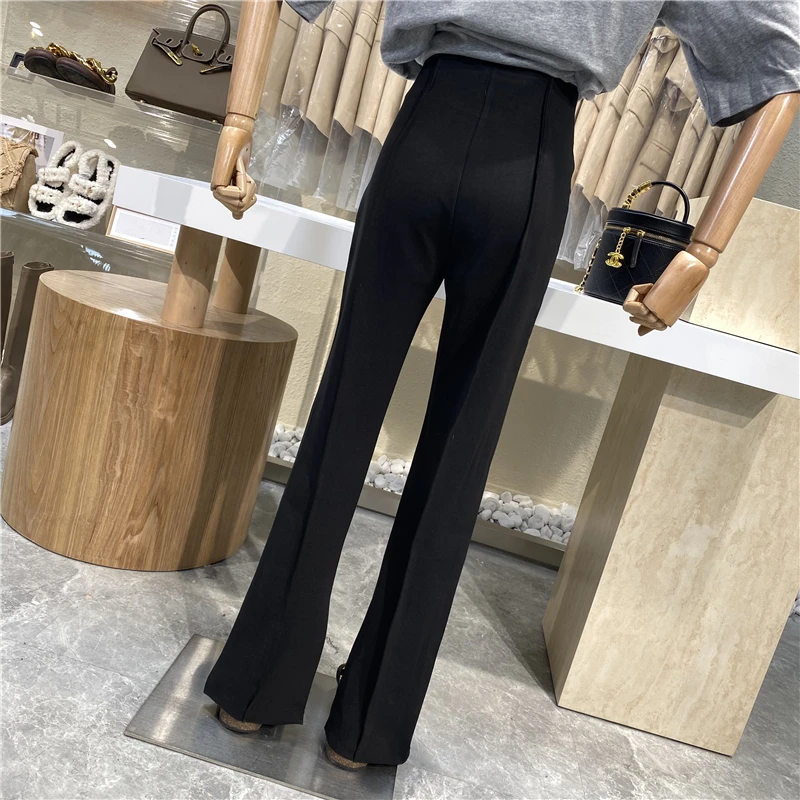 

Brand Original Design Black Slim Slit Design Casual Pants 2021 New Loose High-waisted Draping Wide-leg Trousers