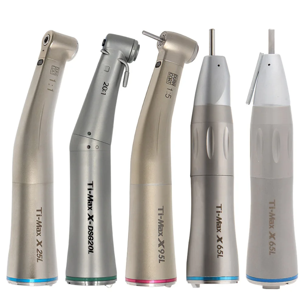 Ti-Max Dental Fibre Optic Straight Nose Contra Angle Low Speed Handpiece X65L X25L 1:1 X95L 1:5 X-DSG20L 20:1 Turbine Rotor Shaf