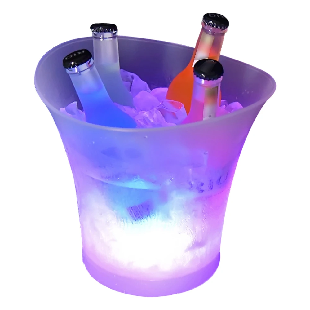 

7 Color LED New 5L Waterproof Plastic LED Ice Bucket Color Bars Nightclubs LED Light Up Champagne Beer Bucket Bars Night Party