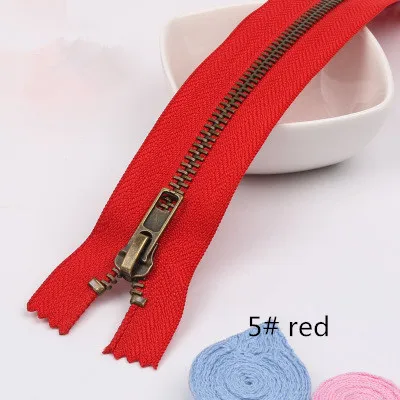 5 red 5 шт. Meetee 3#5#20 см закрытые Металлические молнии бронзовые зубы для карманных брюк сумка портной DIY Швейные Инструменты Аксессуары для одежды - Цвет: 5 red