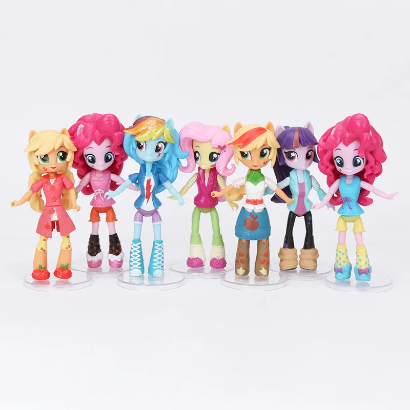 Игрушки My Little Pony, экшен-фигурки из ПВХ, мини-фигурки — пони Радуга Дэш, Сумеречная Искорка, Эпплджек, дракончик Спайк, 12 шт./набор