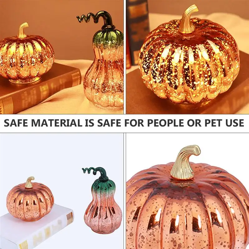 

2pcs Lights Beautiful Pumpkin Durable Decorative Practical Glass Lamps for Home Decor Hotel Party