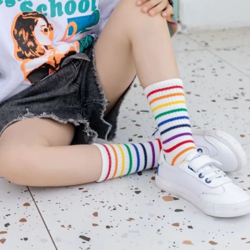 5 Pairs/lot Socks for Kids Rainbow Socks Candy Color Tube Socks Children Socks Children Boys Socks Cotton Socks Socks for Girls