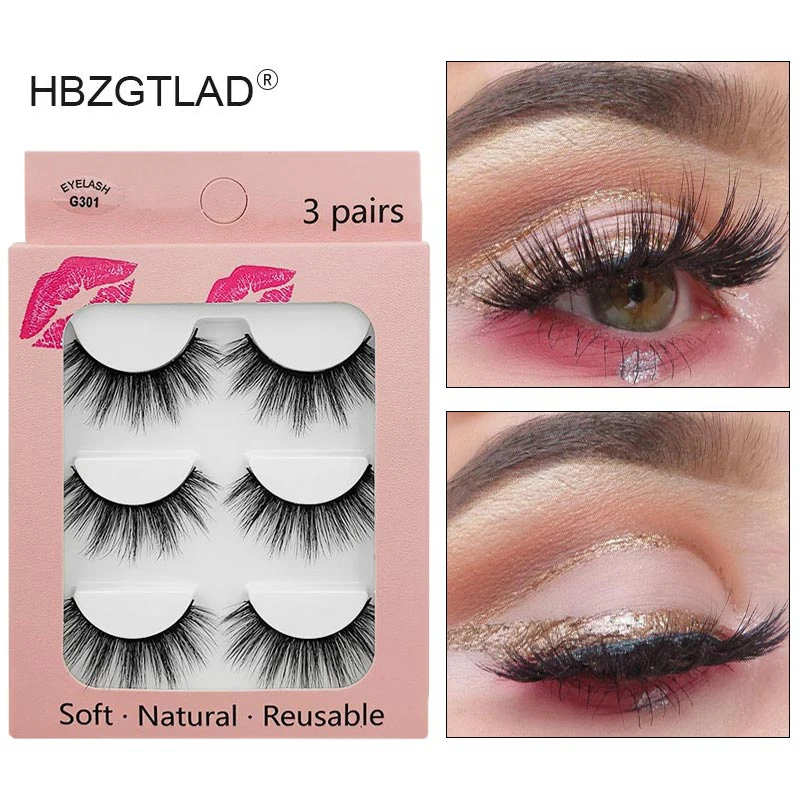 Новинка 3 пары мягких натуральных длинных ресниц толстые хлопковые Объемные