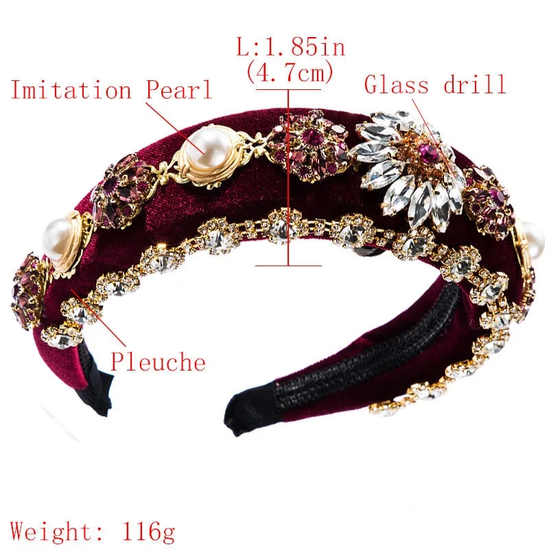 

New European And American Baroque Luxury Rhinestone Geometry Flower Show Headband Dance Ball Sponge Personality Hairband
