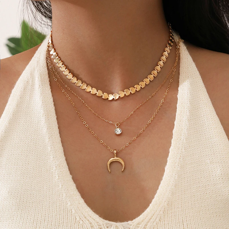 

Aprilwell 3 Pcs Vintage Layered Moon Pendant Necklace For Women Accessories For Girls Clothing Aesthetic Gifts 2021 Jewelry