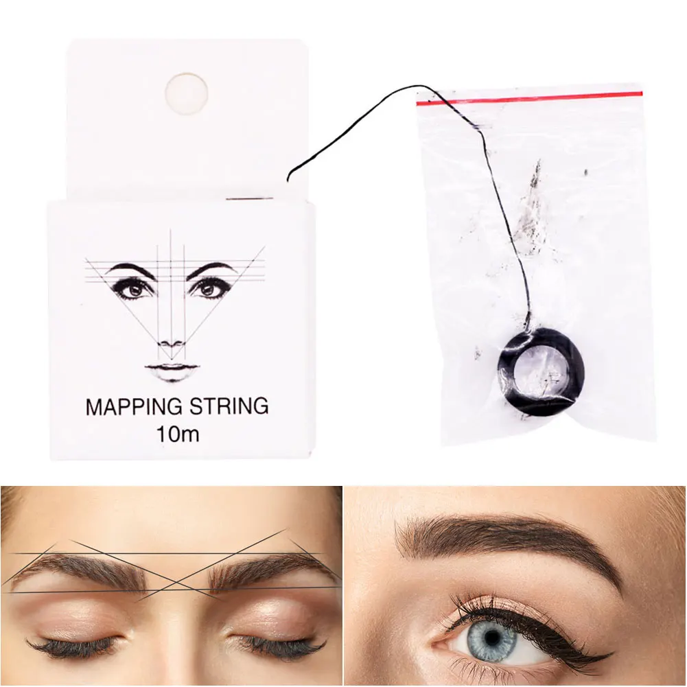 10m 2pcs Pre Inked Mapping String Brows Point Line Tool Measuring Portable Tattoo Supplies Eyebrow Marker Permanent Positioning | Красота и