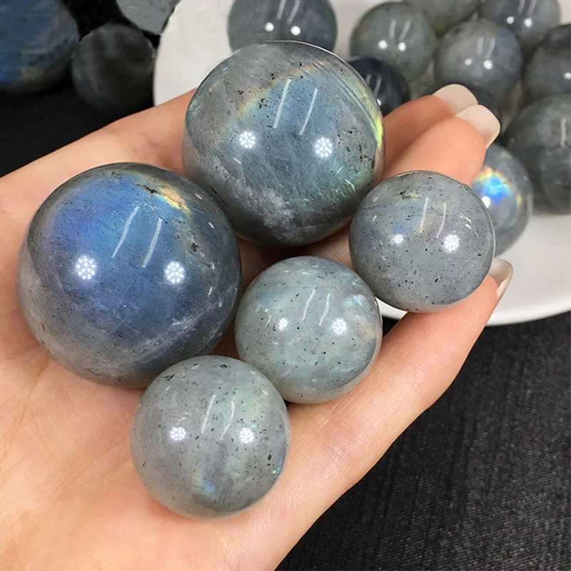 

Polished Labradorite Beads Of Natural Stones Moonstone Crystal Ball Healing Gemstone Room Ornaments Aquarium Decoration
