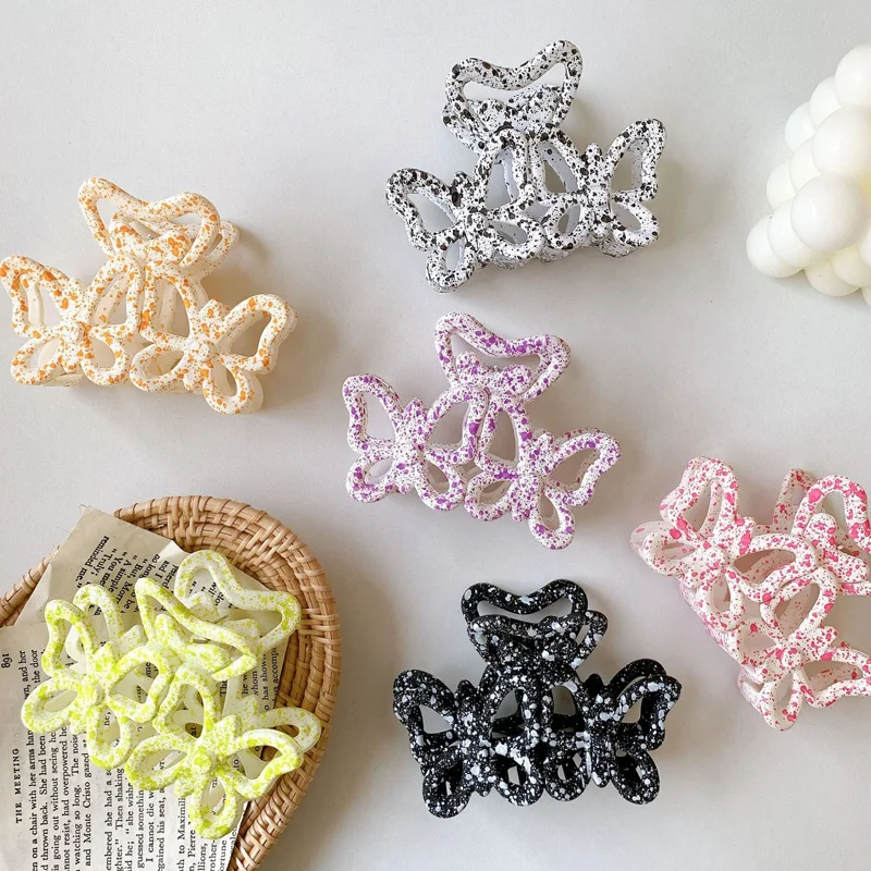 

2021 Korea Hair Claw Clip for Women Tough Colorful Plastic Hair Claw Crab Butterfly Hair Clamp Clip Ladies Hair Accessories Gift
