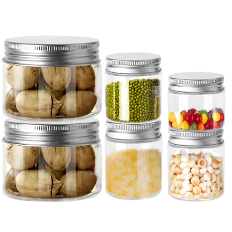 

20Pcs 50/80/100/140ML Plastic Transparent Cosmetic Jar Cosmetic Container Jam Jar Container Candy Bottle Cream Sample Bottle