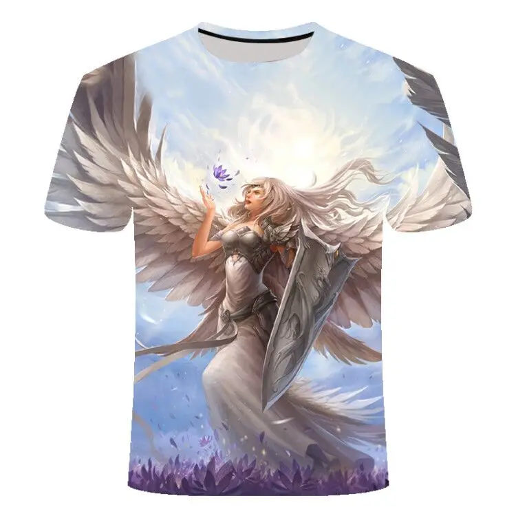 Повседневная футболка с 3D принтом goddess advent sacred wings стирающаяся в стиральной
