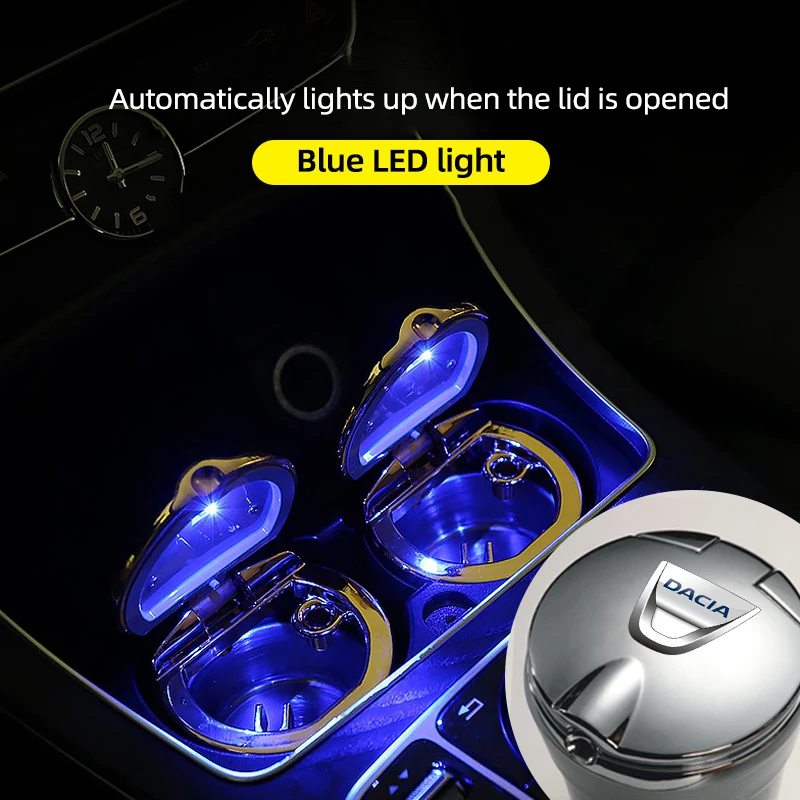 

Creative car ashtray For Dacia Duster Logan Sandero Lodgy Dokke Comes with lid and led lighting Car ashtray Interior accessories