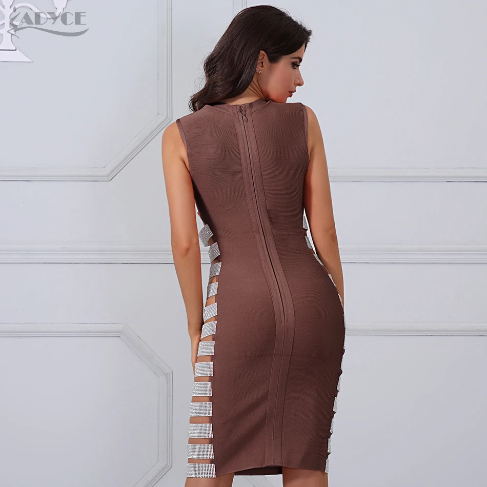 Женское бандажное платье ADYCE соблазнительное облегающее лососевого цвета с