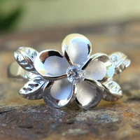 french gentle retro zircon ladies flower ring personality simple and elegant rings tail ring