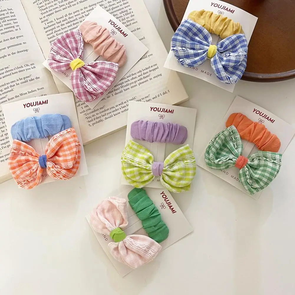 

1set Ribbon Bows Tartan Hair accessories For Children Hair Girls Checkered Colorful pattern Baby clip Kid hairpin J9O3