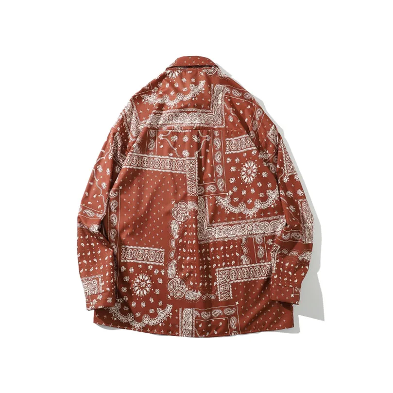 Мужская рубашка-бандана с геометрическим рисунком свободные рубашки длинными