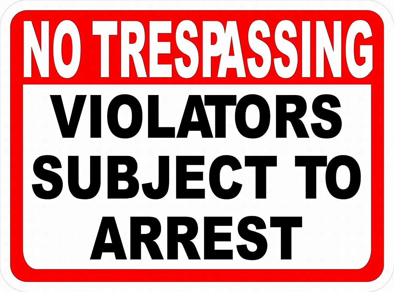 

Lplpol No Trespassing Violators Subject to Arrest Sign Warning Sign Tin Sign 10" x 14"