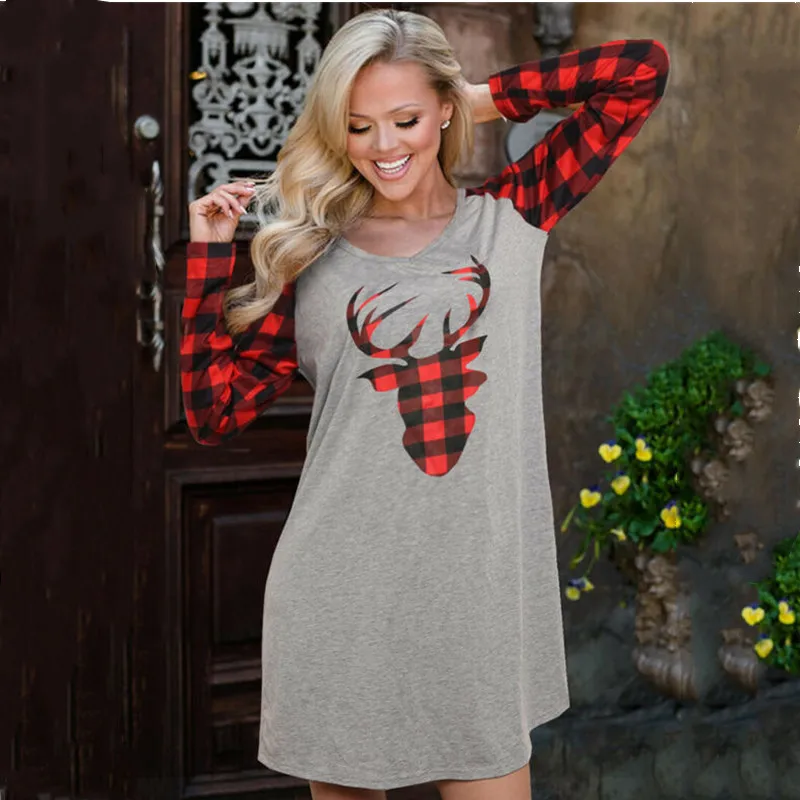 2019 рождественское платье женское осенне зимнее с круглым вырезом женские платья