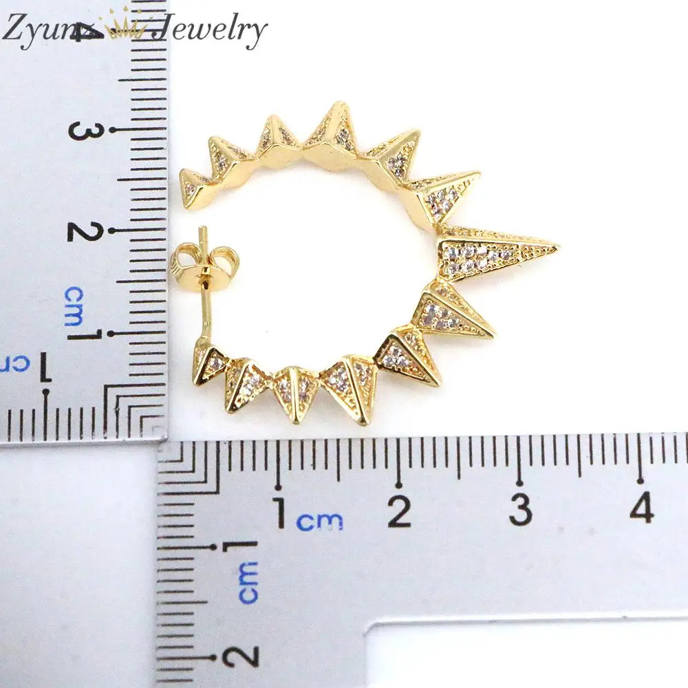 

3 Pairs, Korean CZ Micro Pave Earrings For Women Fashion Geometric Cubic Zircon Earrings Pendientes Jewelry