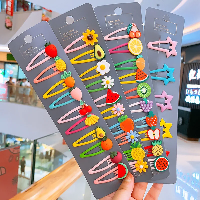 1 комплект милые заколки для волос с изображением животных и фруктов детские