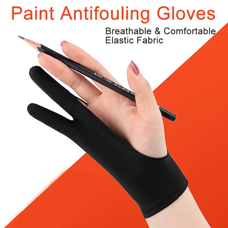 

1pc Single Layer Paint Antifouling Gloves Two Fingers Flastic Fabric Breathable Drawing Anti-touch Screen for Artist Students