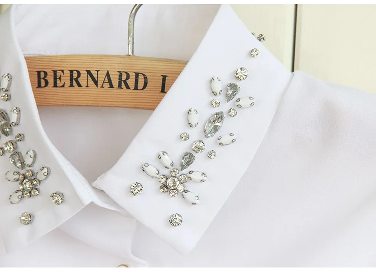 Linbaiway модная женская рубашка с фальшивым воротником бусины Съемная воротники