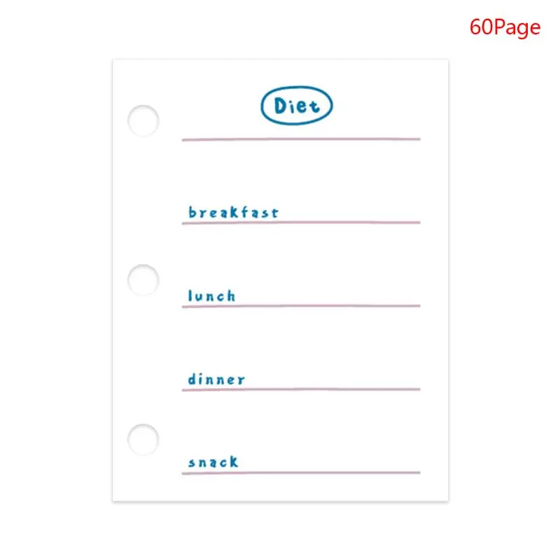 

60 Sheets 60x80mm Mini 3 Hole Loose Leaf Binder Notebook Inner Page for Planner M17F