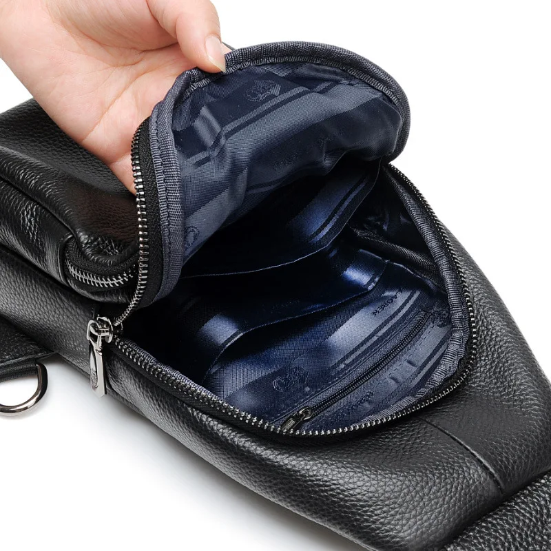 Мужская нагрудная сумка из воловьей кожи Мягкая Повседневная Сумочка на плечо