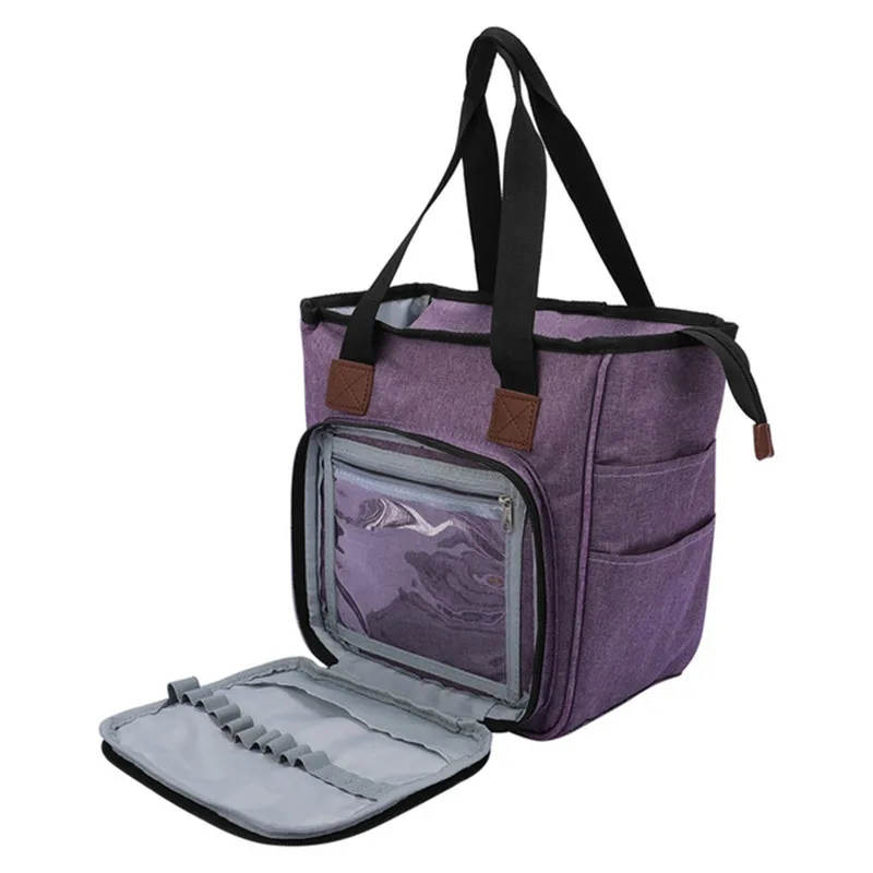 Purple Color Looen Вязание сумка Портативный Пряжа сумка для хранения для шерсть для вязания крючком, крючки, станок и Вязание игл швейные принадлежности Комплект органайзер DIY Чехол - Цвет: Purple Color