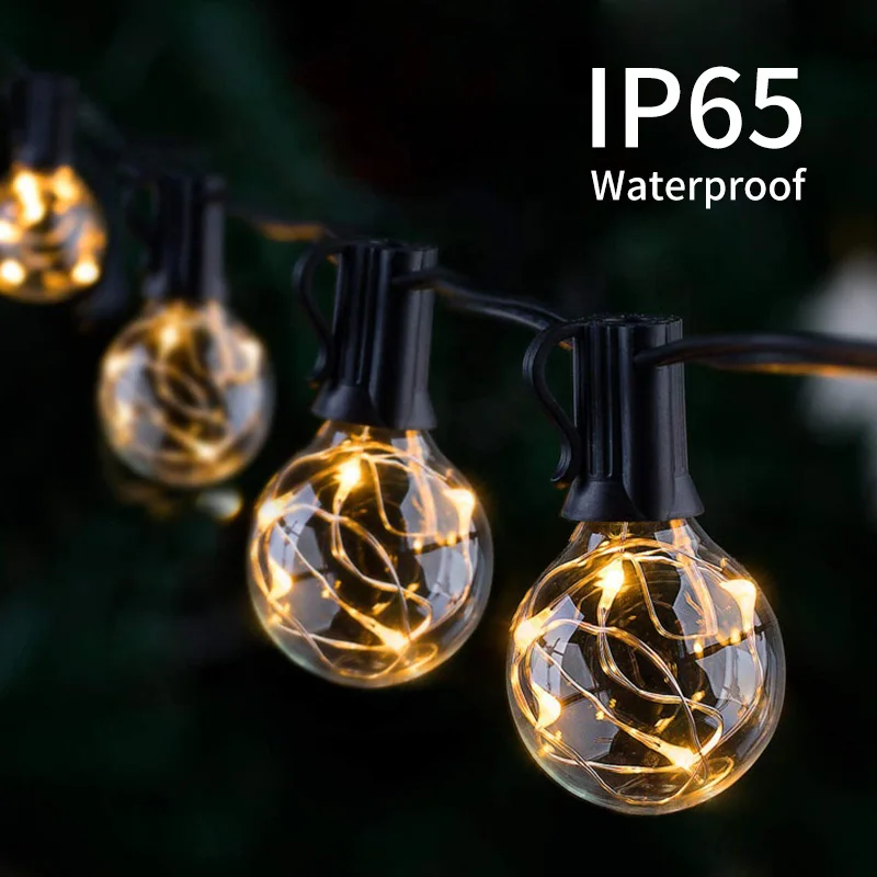 

25 FT Fairy Light String Christmas G40 Globe Festoon Light Bulb Fairy Light String Outdoor Party Garden Decoration Wedding