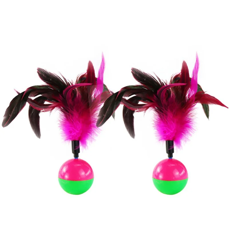 Игрушка-тумблер с перьями Интерактивная головоломка забавная игрушка для кошек