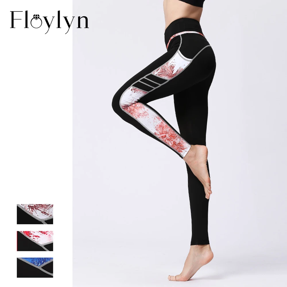 Горячая сторона печатных Лоскутные женские пакеты леггинсы толстые спортивные