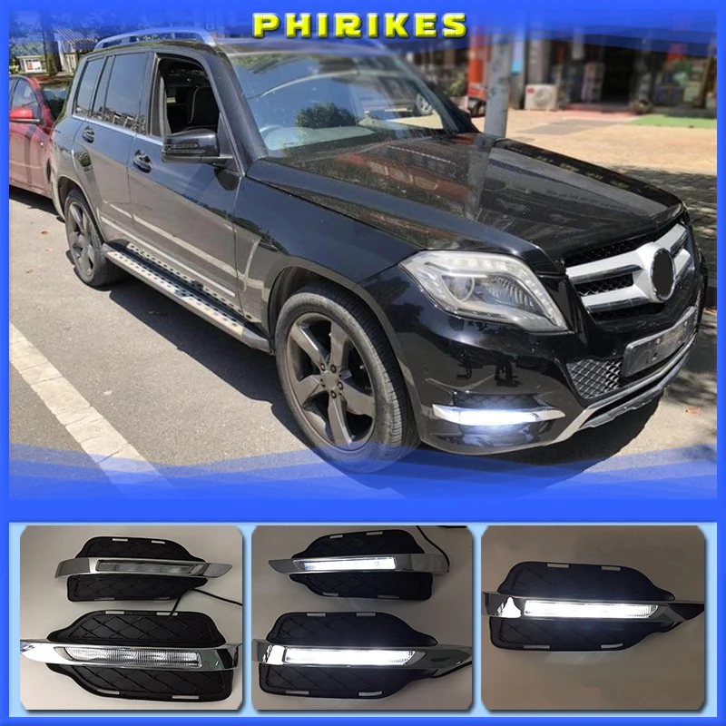 

Дневные ходовые огни ABS со светодиодный Ной подсветкой, 12 В, 1 комплект, для Mercedes Benz W204 GLK300 GLK350 GLK500 2013 2014 2015 2016
