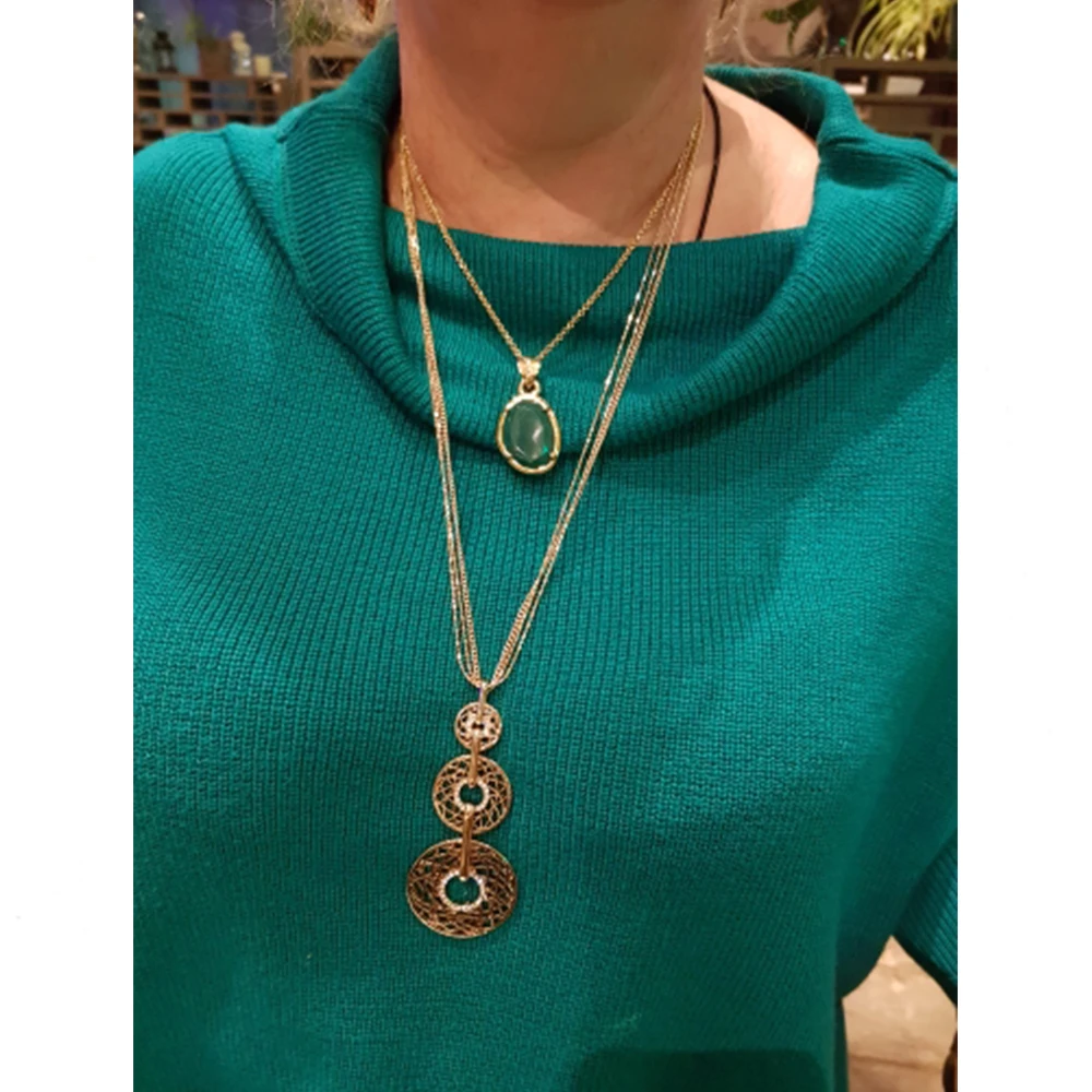 Ожерелье с подвеской в виде 3 кристаллов для женщин винтажное ювелирное изделие