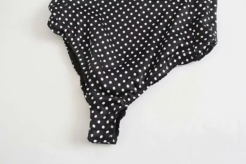 

HWLZLTZHT Polka Dot Bodysuit Women Black Off Shoulder Bodysuit With Straps Summer Woman Jumpsuit Elegant Sleeveless Bodysuits