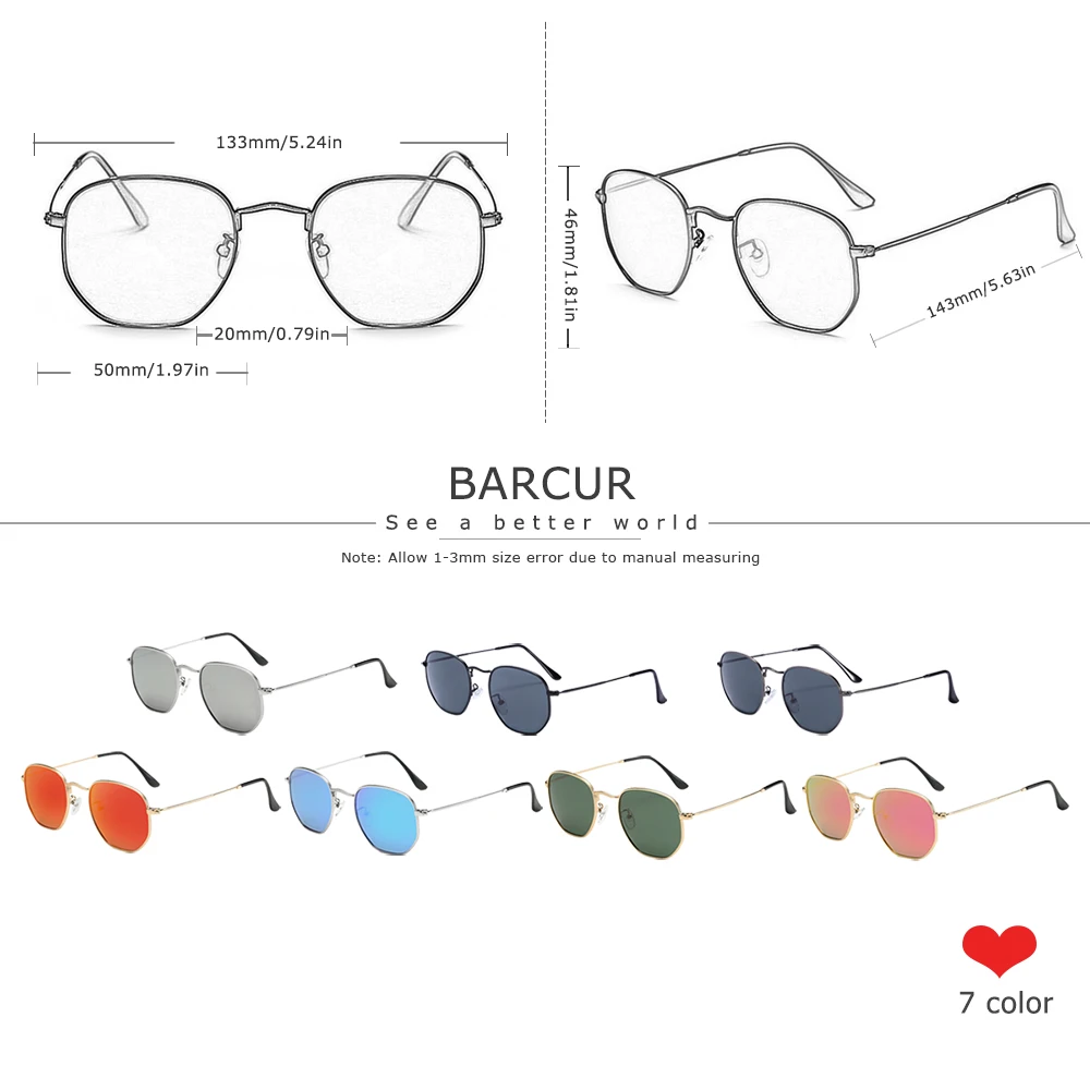 Солнцезащитные очки BARCUR для мужчин и женщин брендовый дизайн UV400 зеркальные