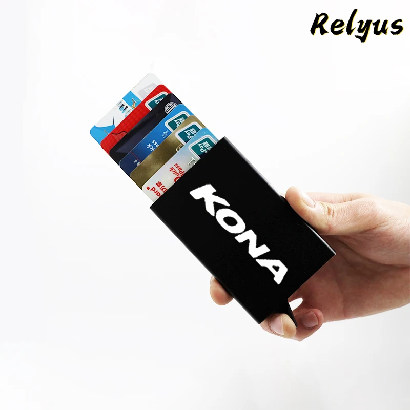 

Держатель для кредитных карт для мужчин и женщин, тонкий Rfid-бумажник с защитой от кражи, металлический чехол для Hyundai KONA, аксессуары для удос...