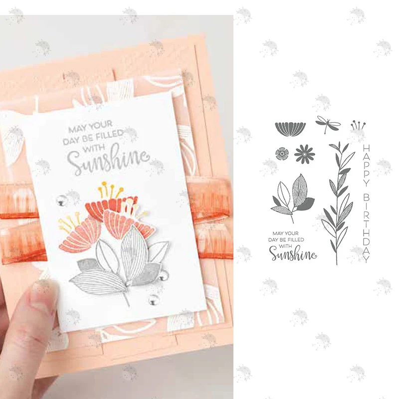 

SUNSHINE Flowers Background Greeting Card Decoration Metal Cutting Dies Stencil Scrapbooking Embossing 2021 Newest