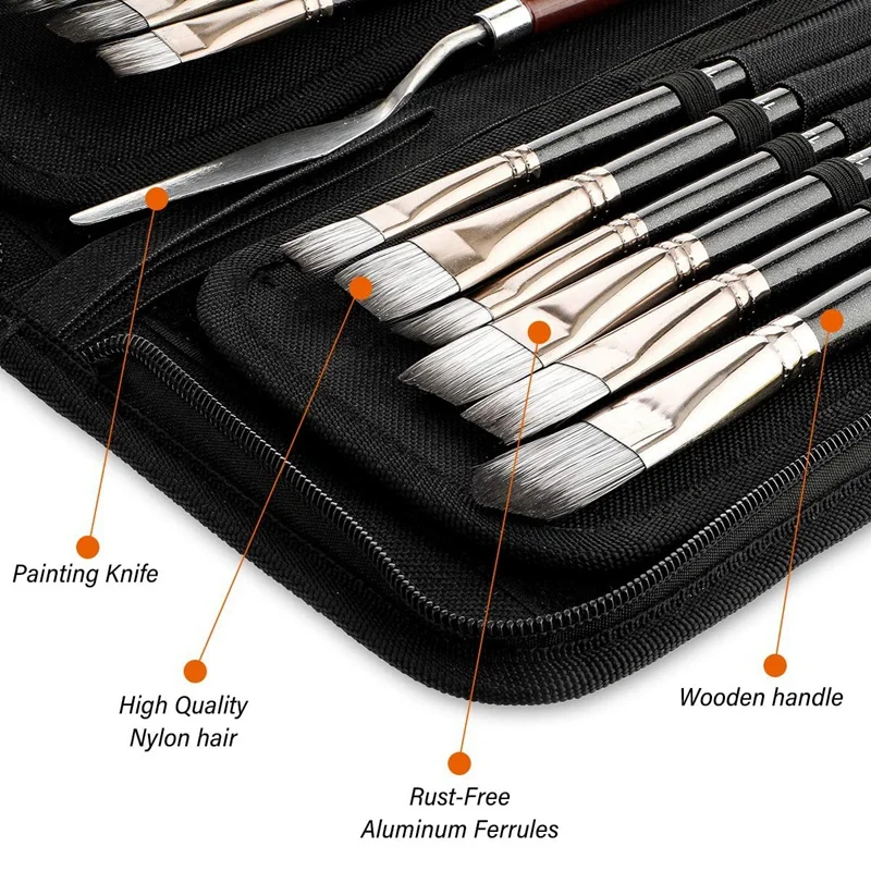 

15PCS Acrylic Paint Brushes Set, Acrylic, Watercolor and Gouache Painting Brushes forAmatures and Professional Painter
