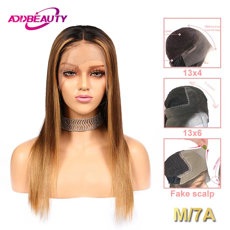 Addbeauty парики из натуральных волос на кружеве, бразильские волосы Remy с эффектом омбре, прямые парики 13x4 13x6, парики из 370 искусственных волос