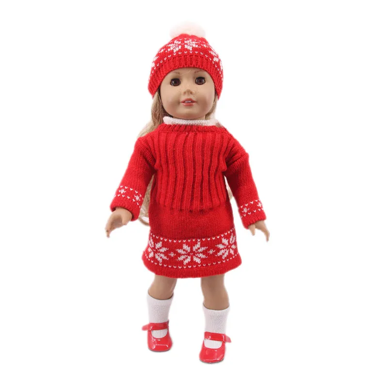 LUCKDOLL новый зимний свитер платье подходит 18 дюймов Американский 43 см Кукла одежда
