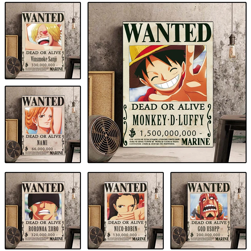 

Anime One Piece Canvas Painting Luffy Usop Nami Character Poster HD Print Mural Living Room Bedroom Home Decoration Picture